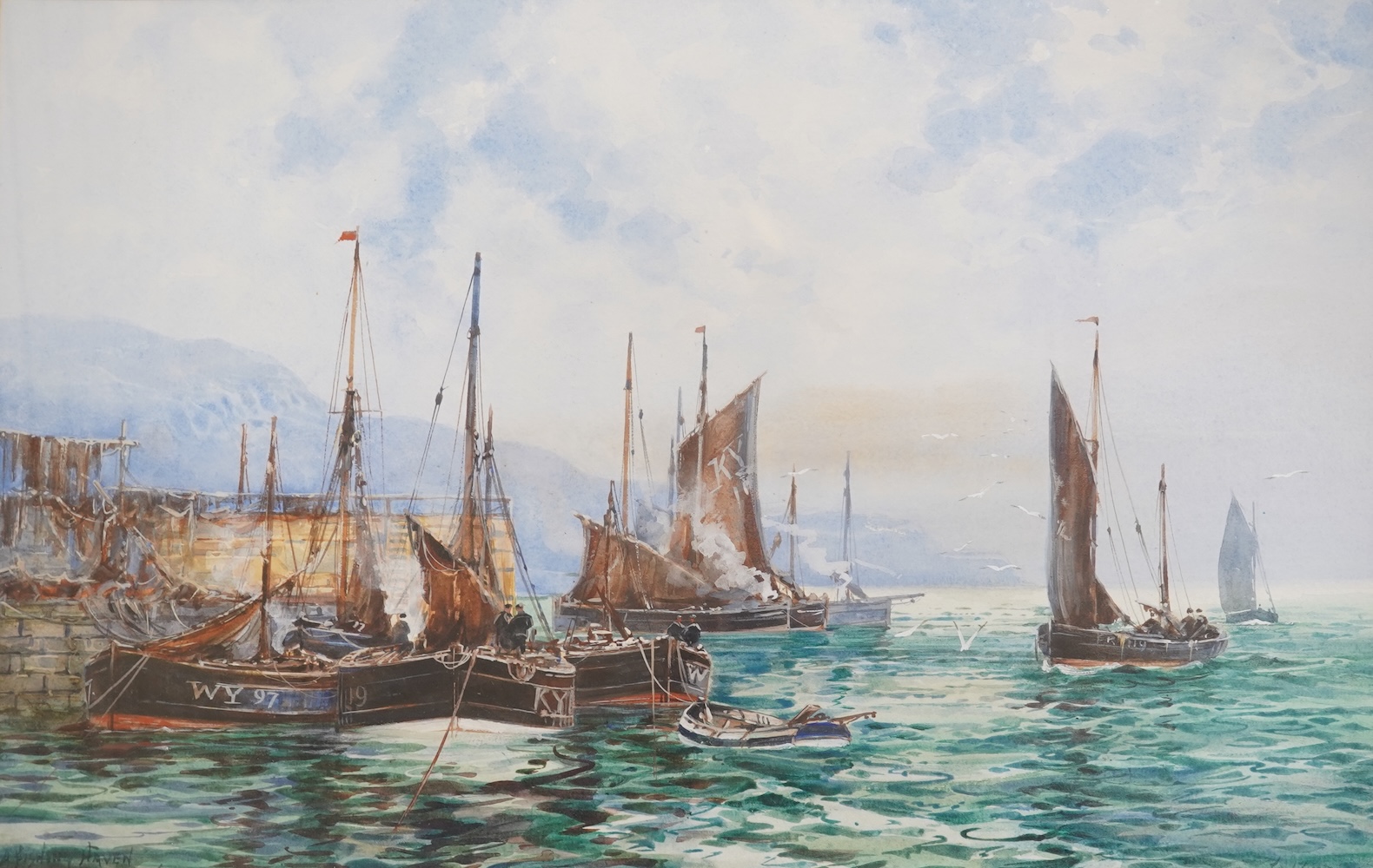 Frederick William Scarborough (1860-1939), ‘A Fishing Haven’, signed, watercolour, 33 x 50cm